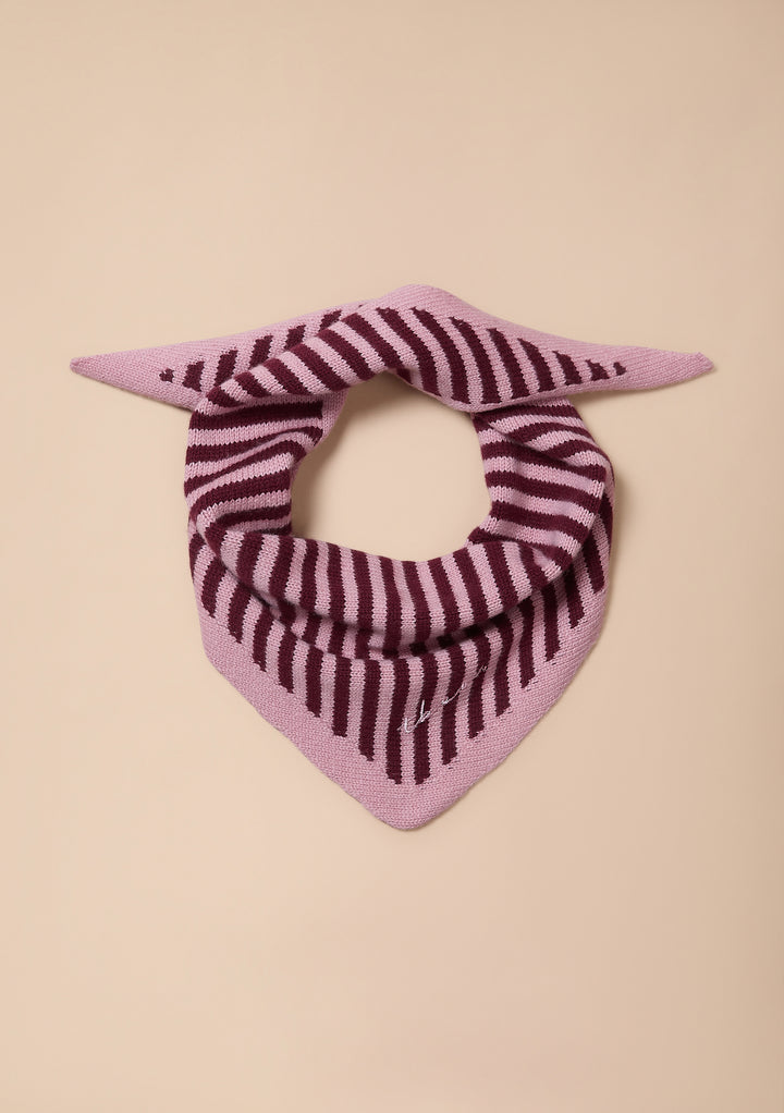 Merino Wool Kids Triangle Scarf in Pink Stripe