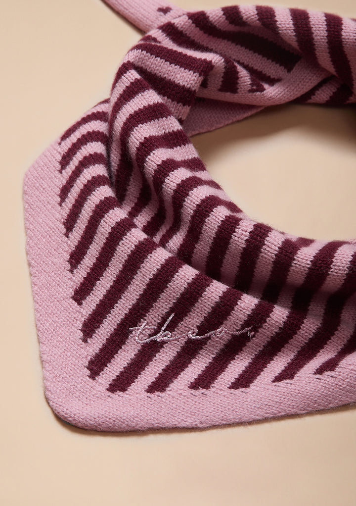 Merino Wool Kids Triangle Scarf in Pink Stripe