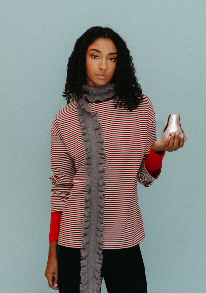 Merino Wool Skinny Scarf Ruffle
