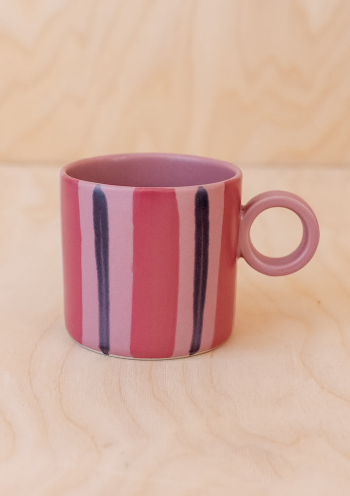 Pink Stripe Hand-Painted Mug
