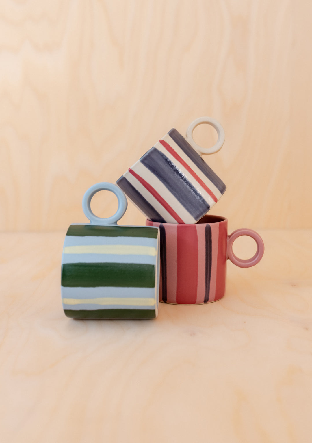 Pink Stripe Hand-Painted Mug