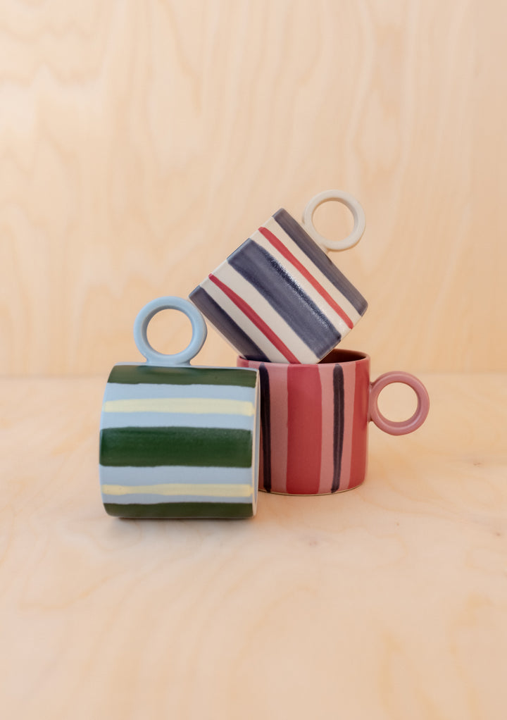 Pink Stripe Hand-Painted Mug