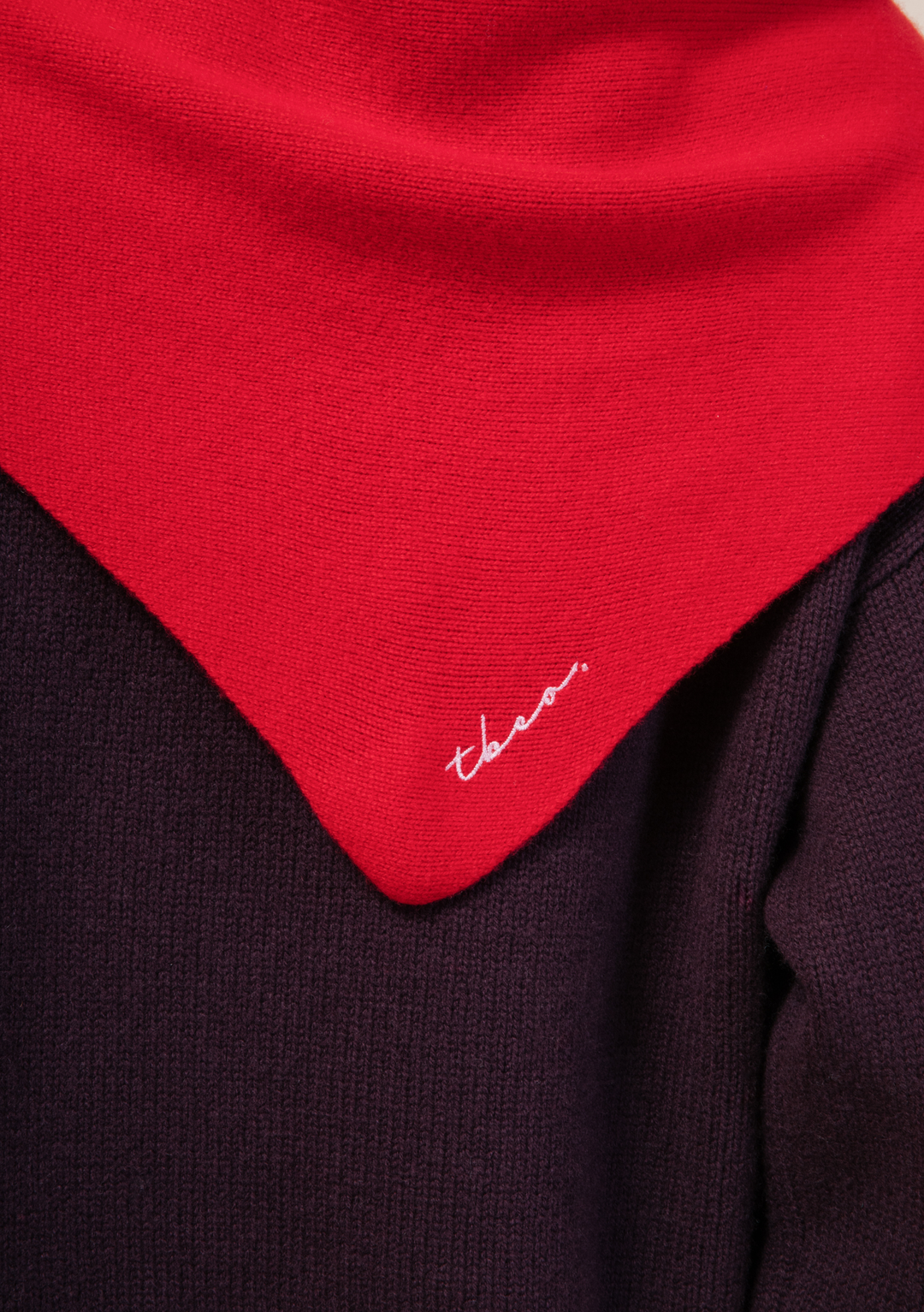 Large Merino Triangle Scarf in Red