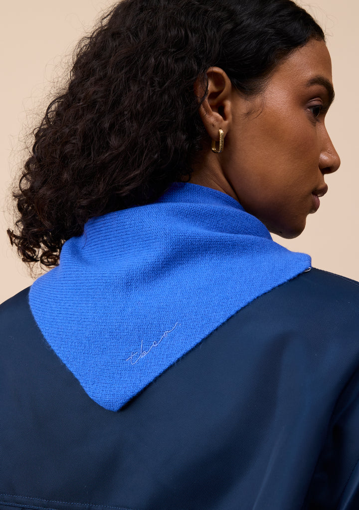 Merino Wool Triangle Scarf in Cobalt Blue