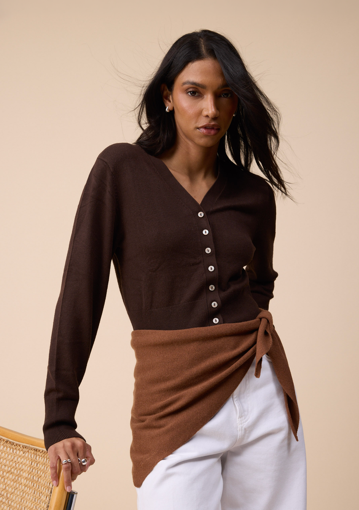 Merino Wool Triangle Scarf in Brown