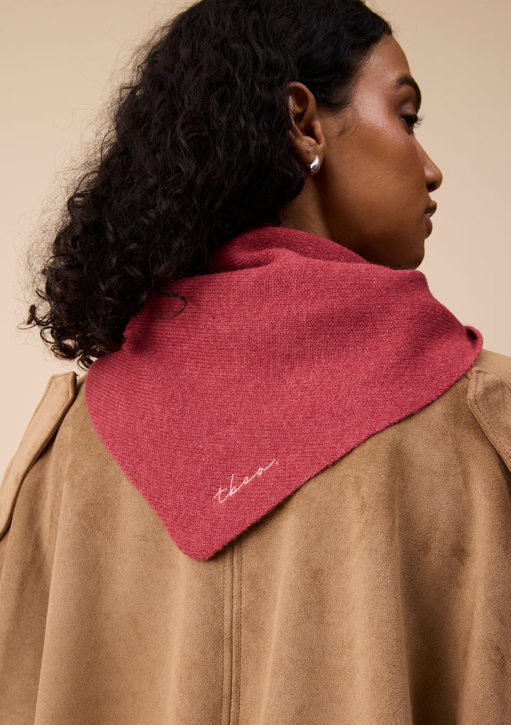 Merino Wool Triangle Scarf in Rust