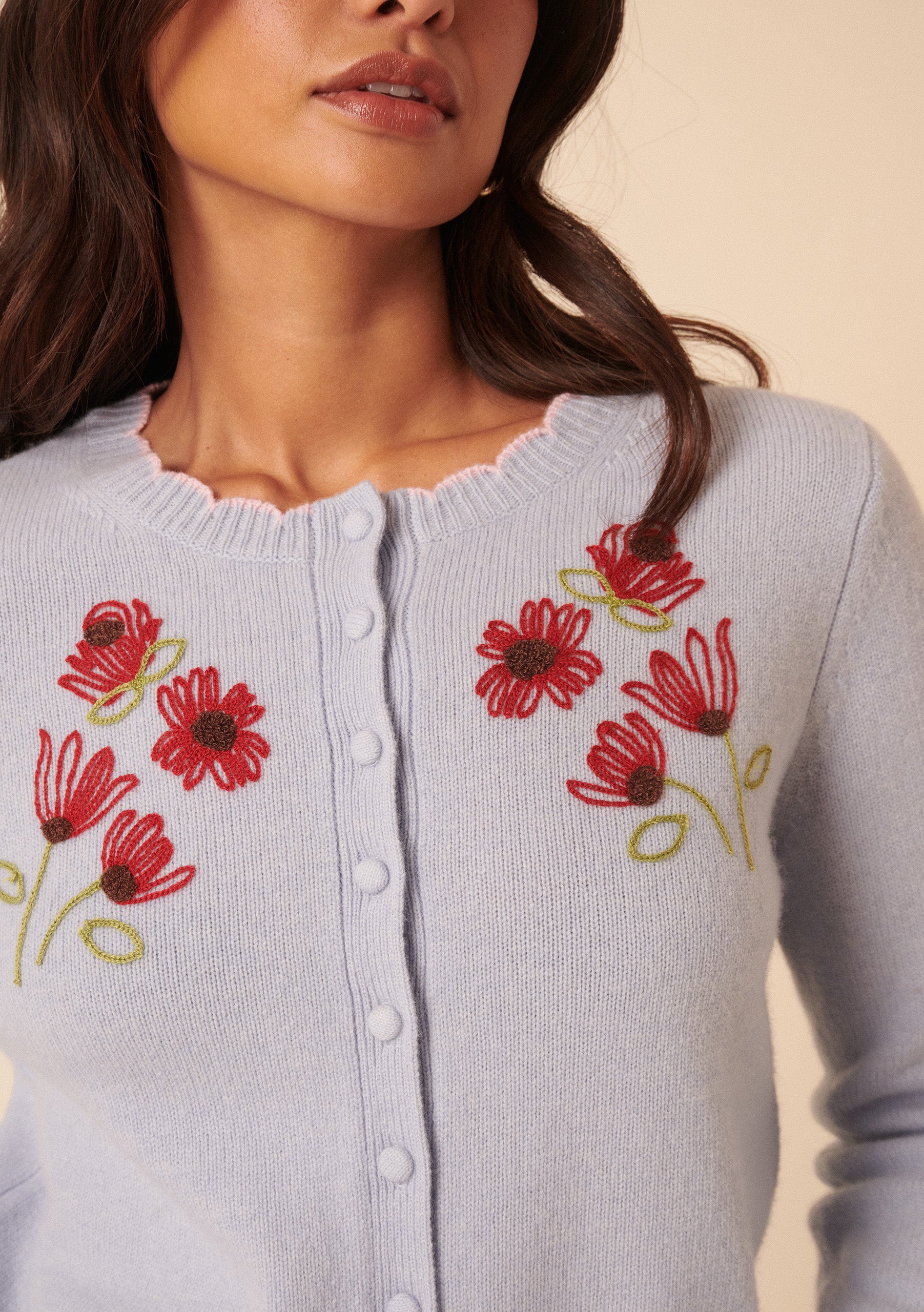 Nobody's Child x TBCo Blue Floral Merino Wool Cardigan