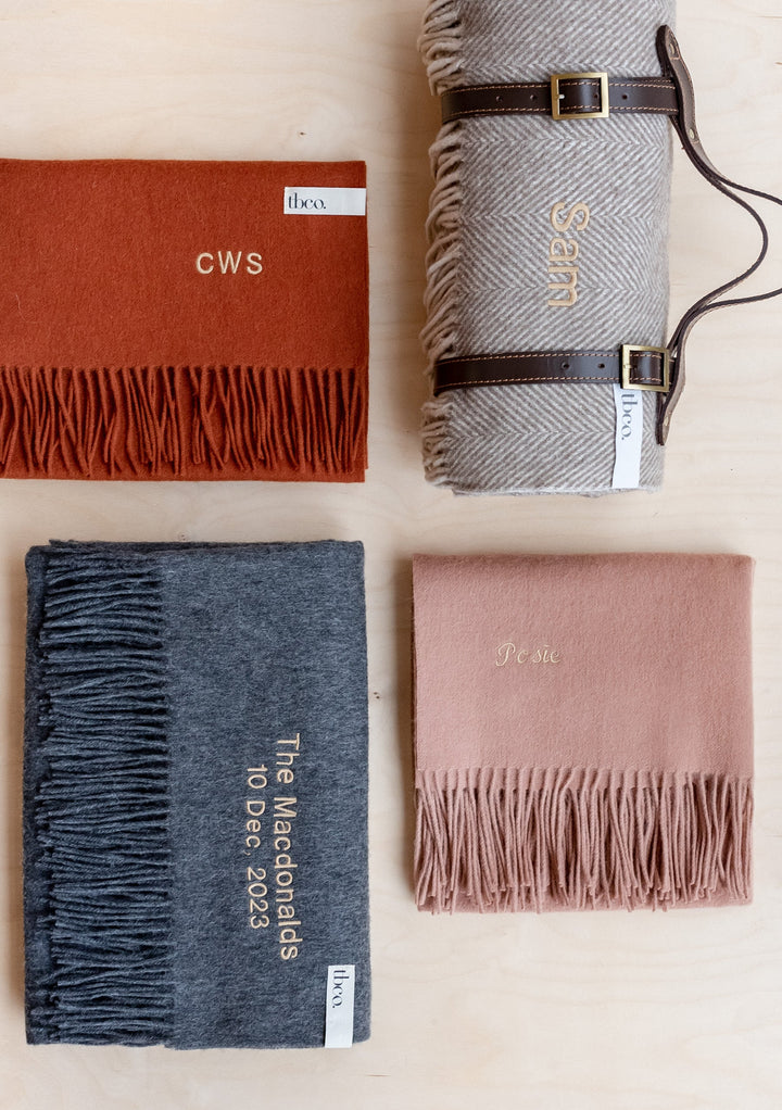 Lambswool Blanket in Almond Celestial Tile Jacquard