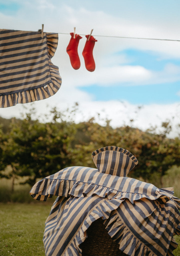 Pair of Cotton Pillowcases in Navy Stripe