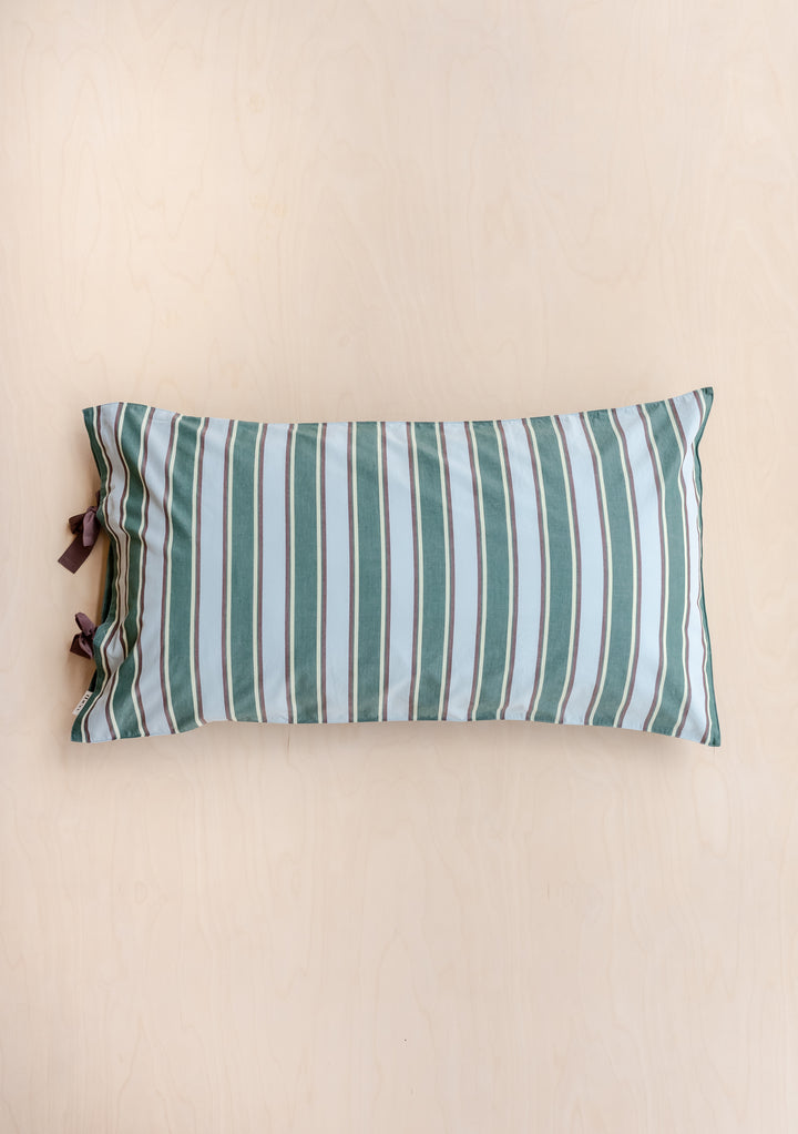 Pair of Cotton Pillowcases in Blue Stripe
