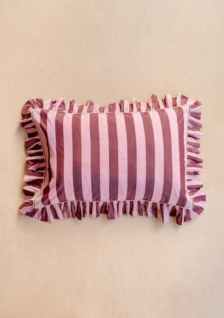 Pair Cotton Pillowcases & Burgundy Stripe