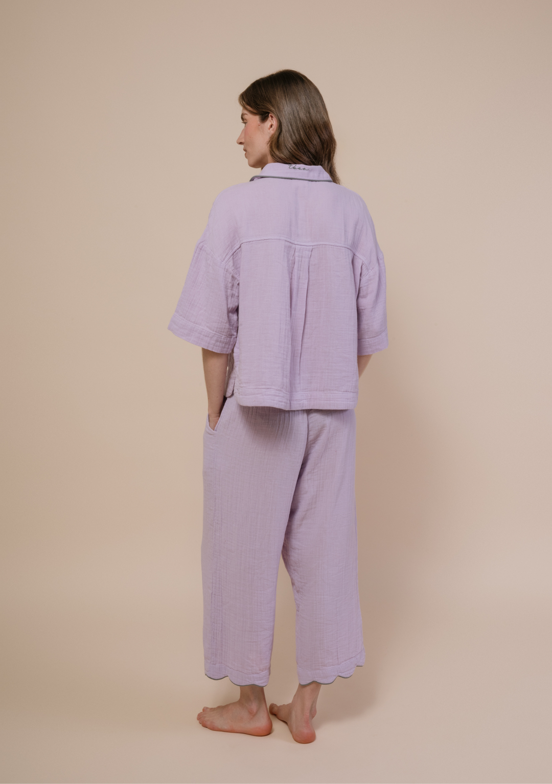 Baumwoll-Pyjama in Flieder