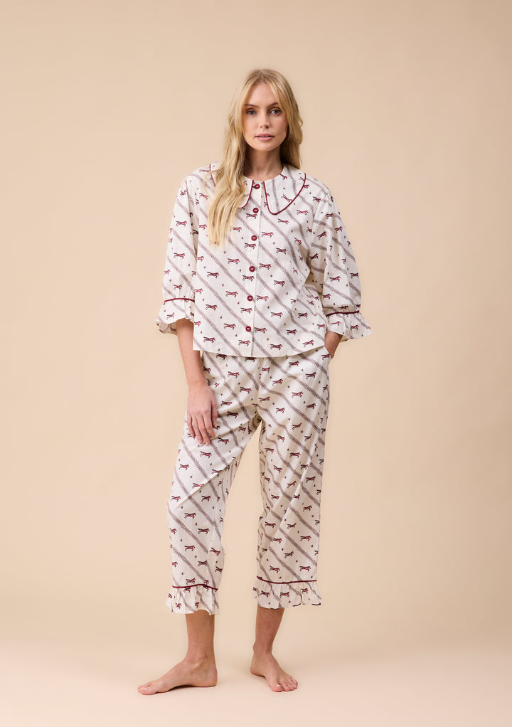 Cropped Cotton Pyjamas in Cream Gallop