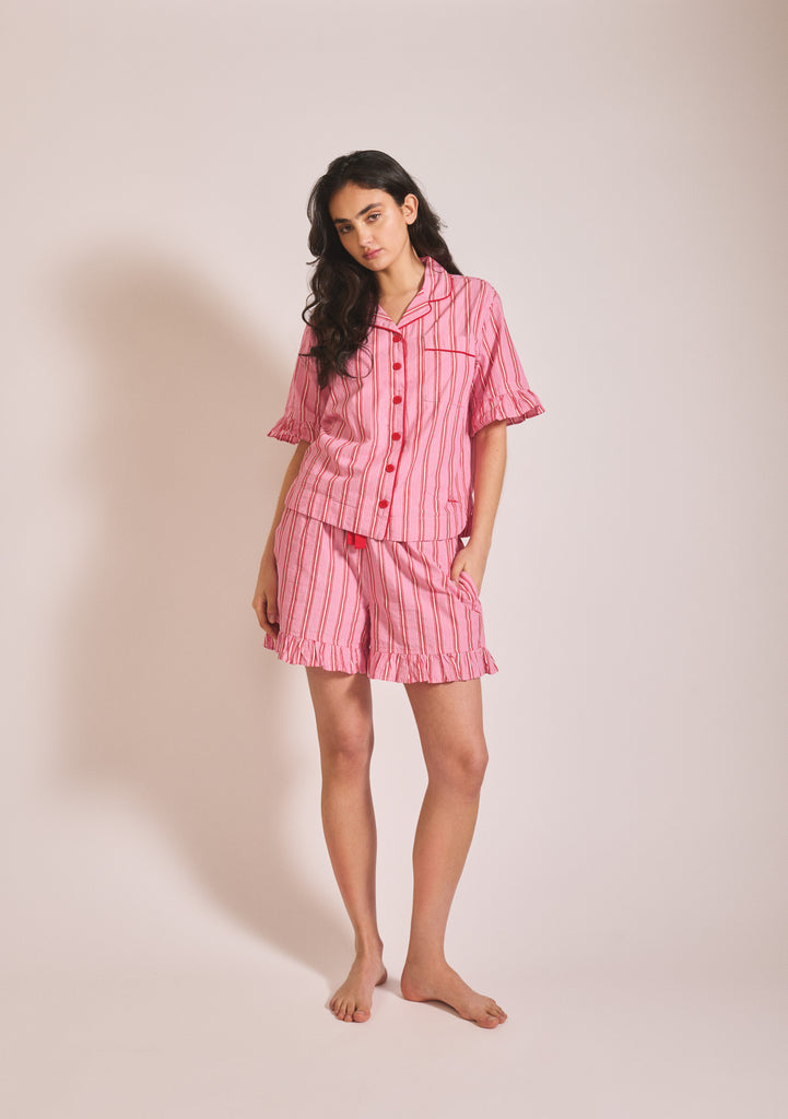 Cotton Pyjamas Stripe Ruffle