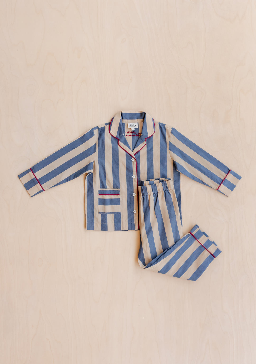 Pyjama enfant en coton à rayures bleu marine 