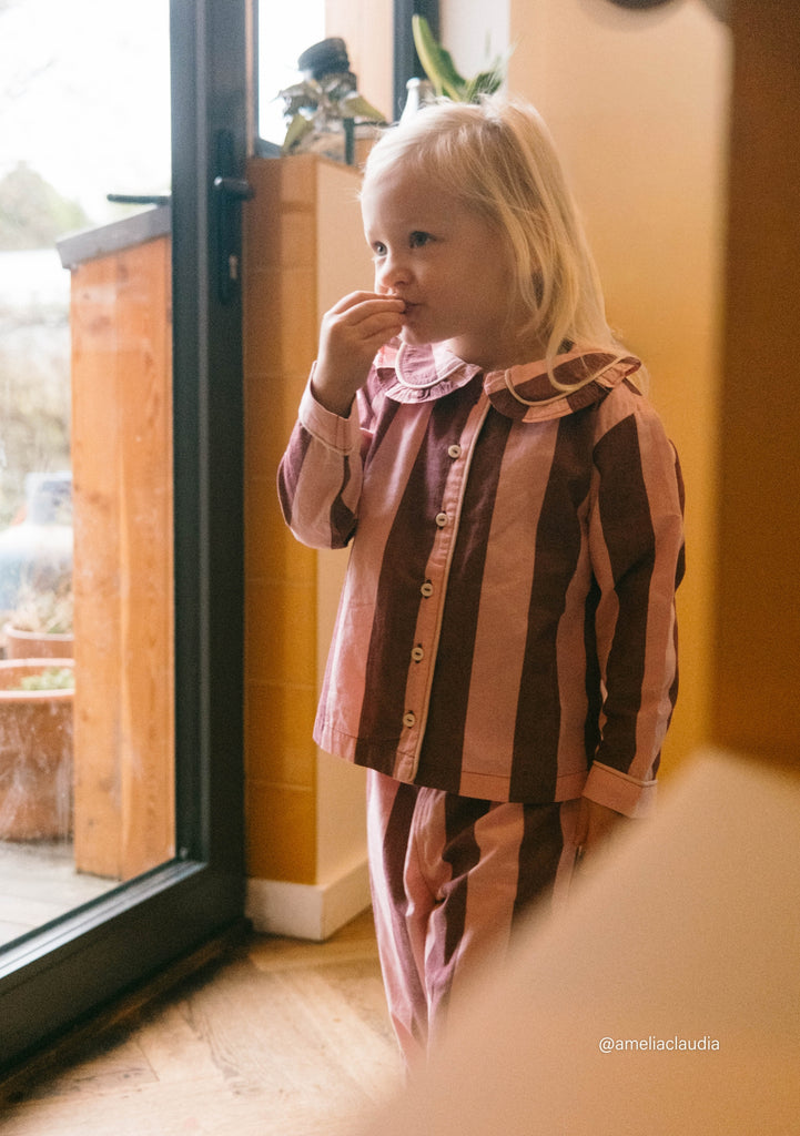 Cotton Pyjamas & Burgundy Stripe