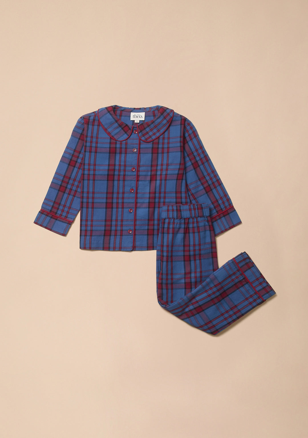 Cotton Kids Pyjamas in Navy Tartan