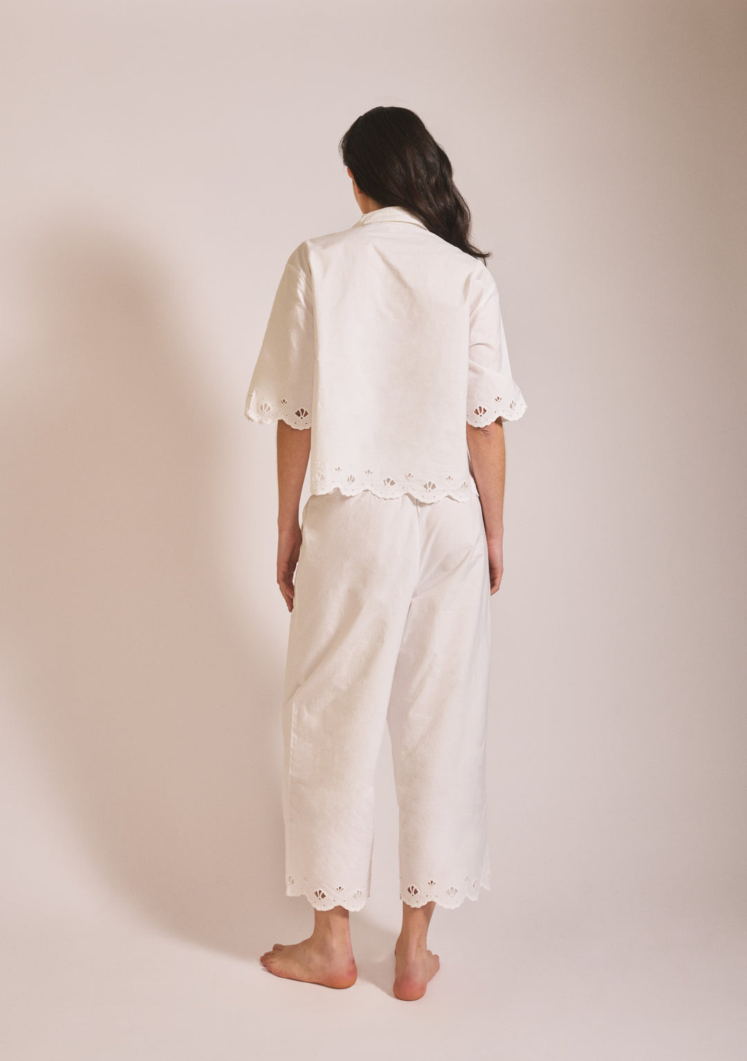 Tbco Pyjamas TBCo Cropped Cotton Women's Pyjamas in White Shell