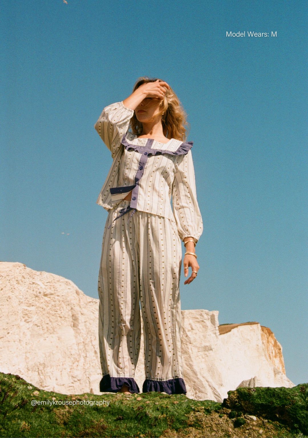 Cotton Pyjamas in Navy Ditsy floral