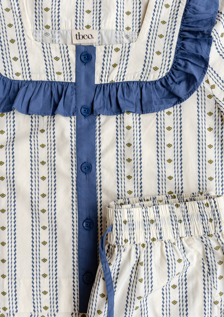Cotton Pyjamas in Navy Ditsy floral