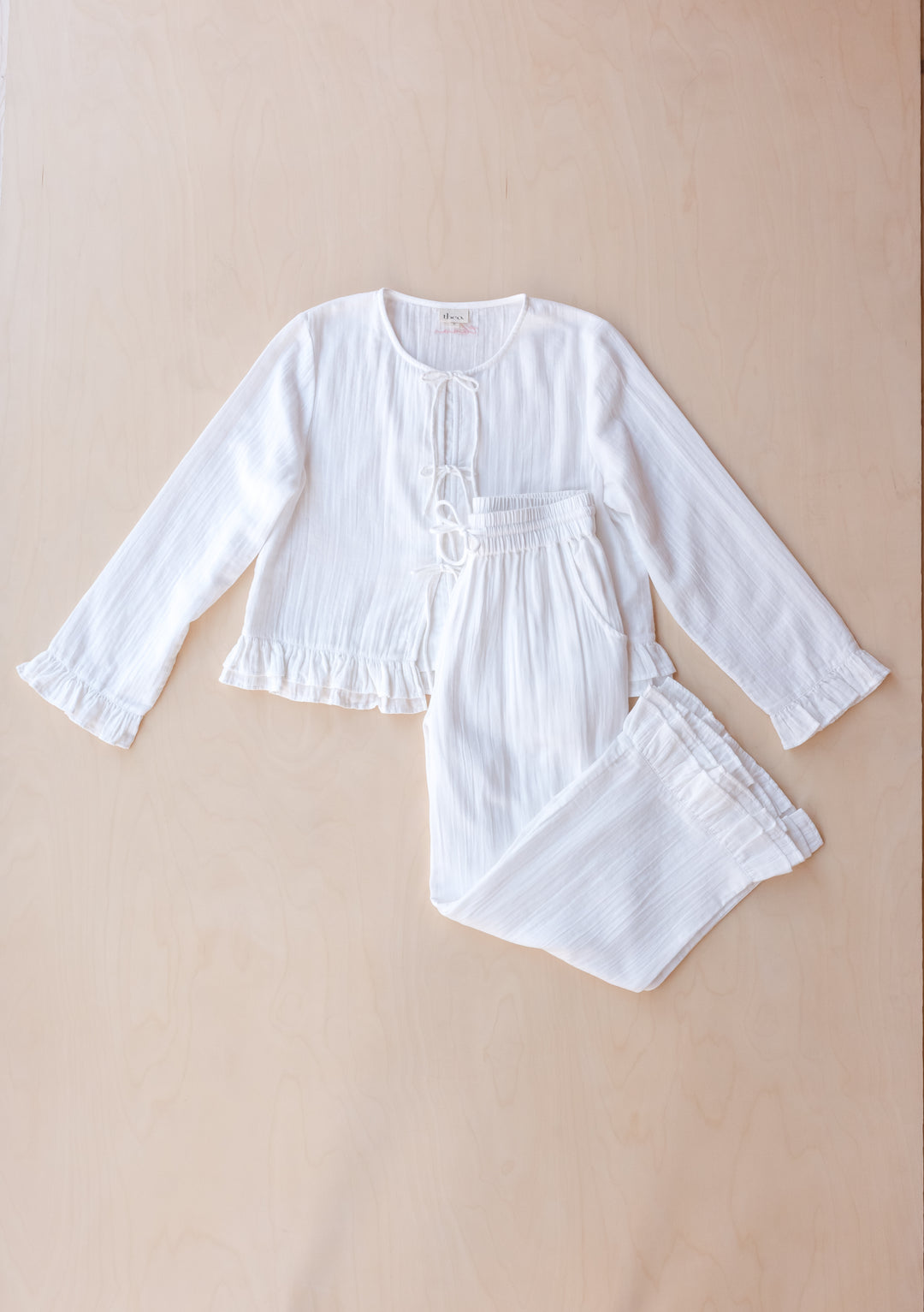 Tbco Pyjamas TBCo Ankle Grazer Cotton Women's Pyjamas in White Ruffle