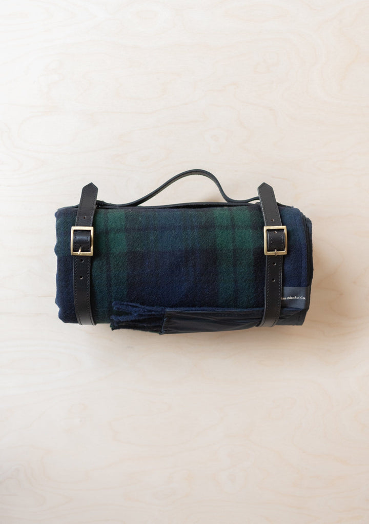 Recycled Wool Picnic Blanket in Black Watch Tartan - TBCo 