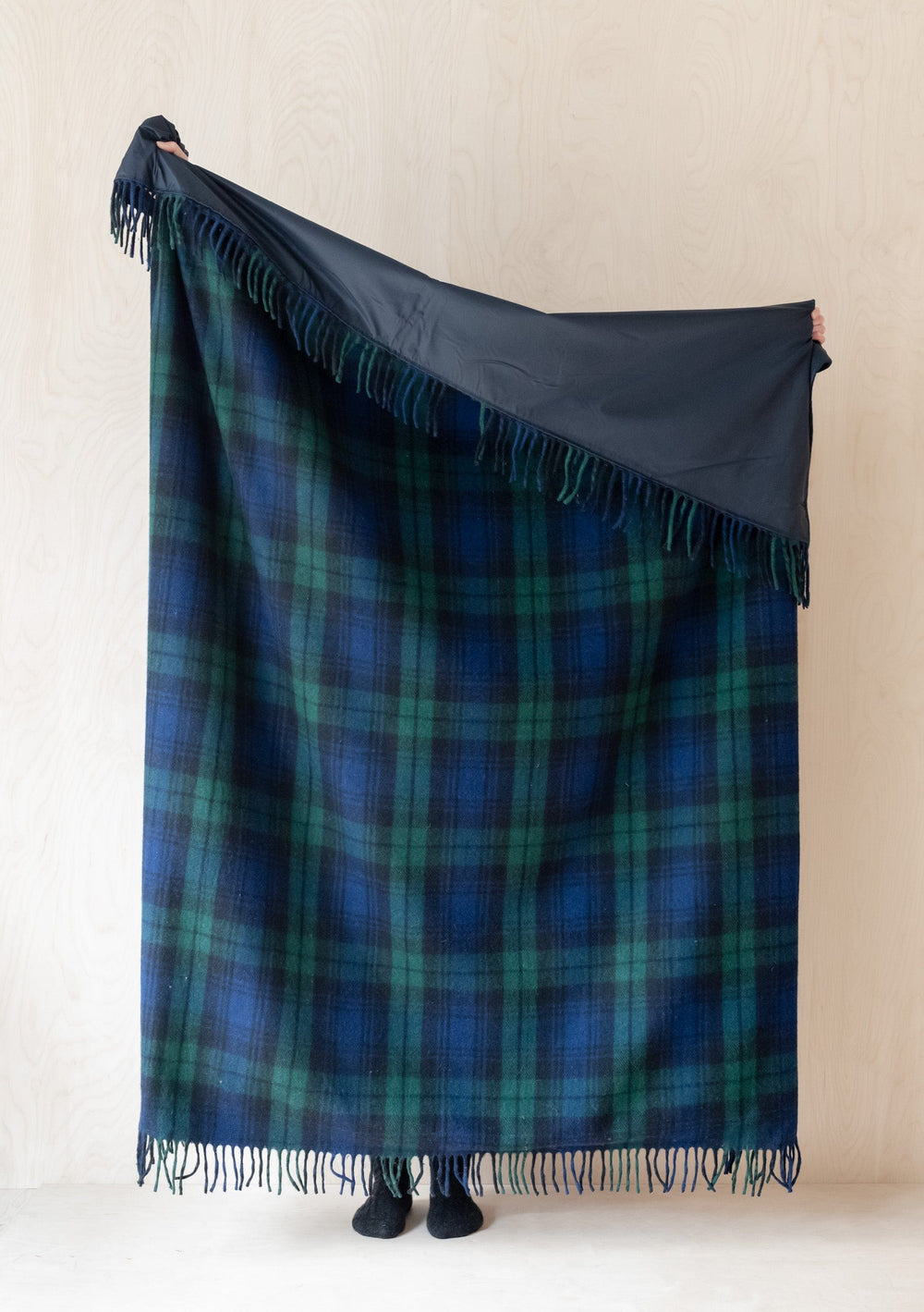 Recycled Wool Picnic Blanket in Black Watch Tartan - TBCo 
