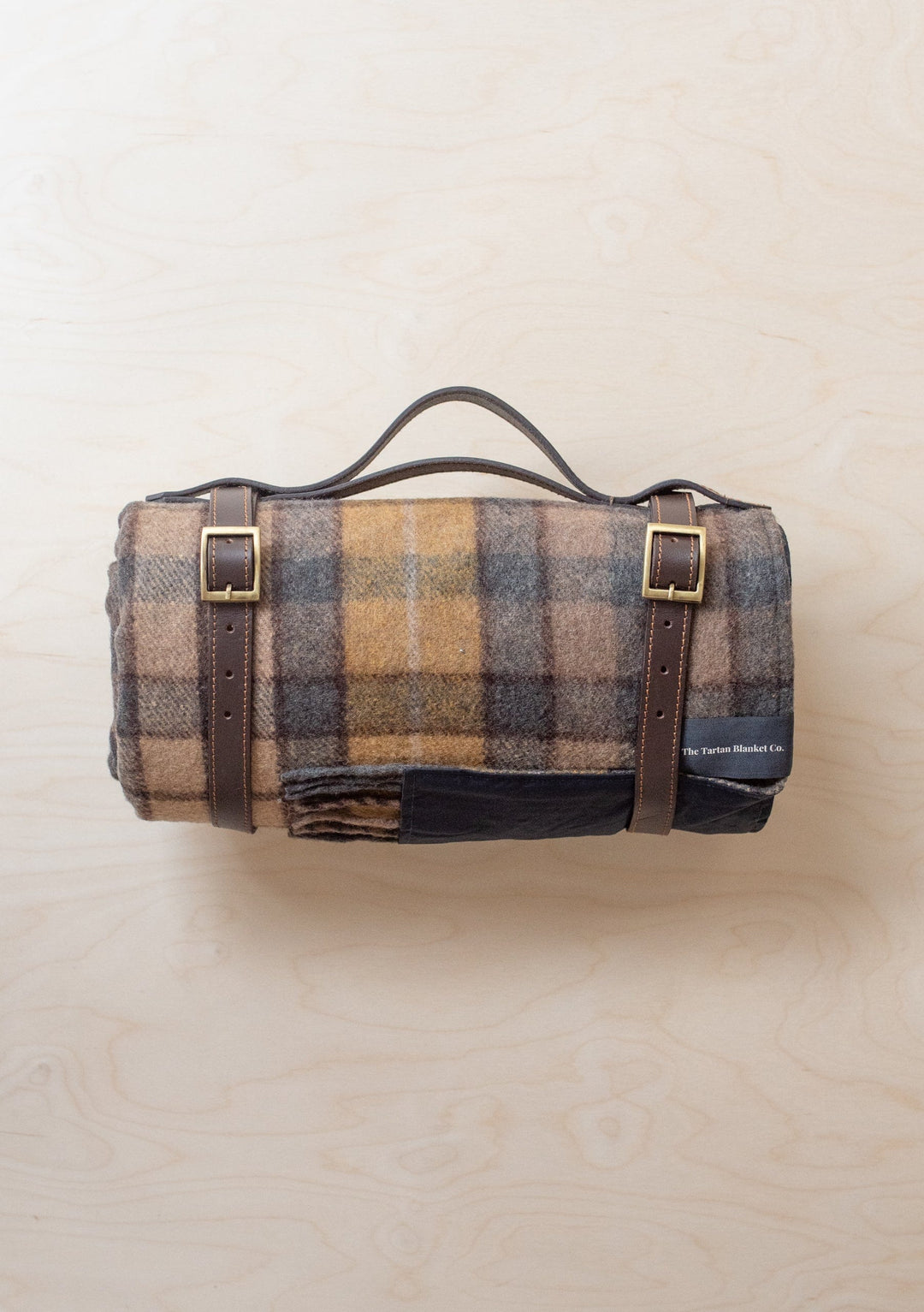 Recycled Wool Picnic Blanket in Buchanan Natural Tartan - TBCo 