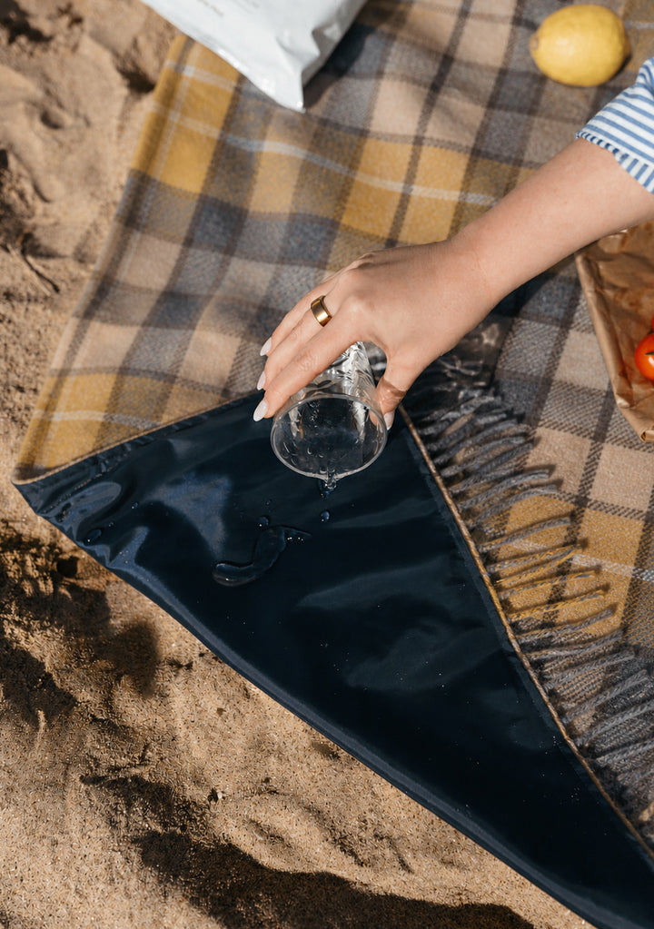 Recycled Wool Picnic Blanket in Buchanan Natural Tartan