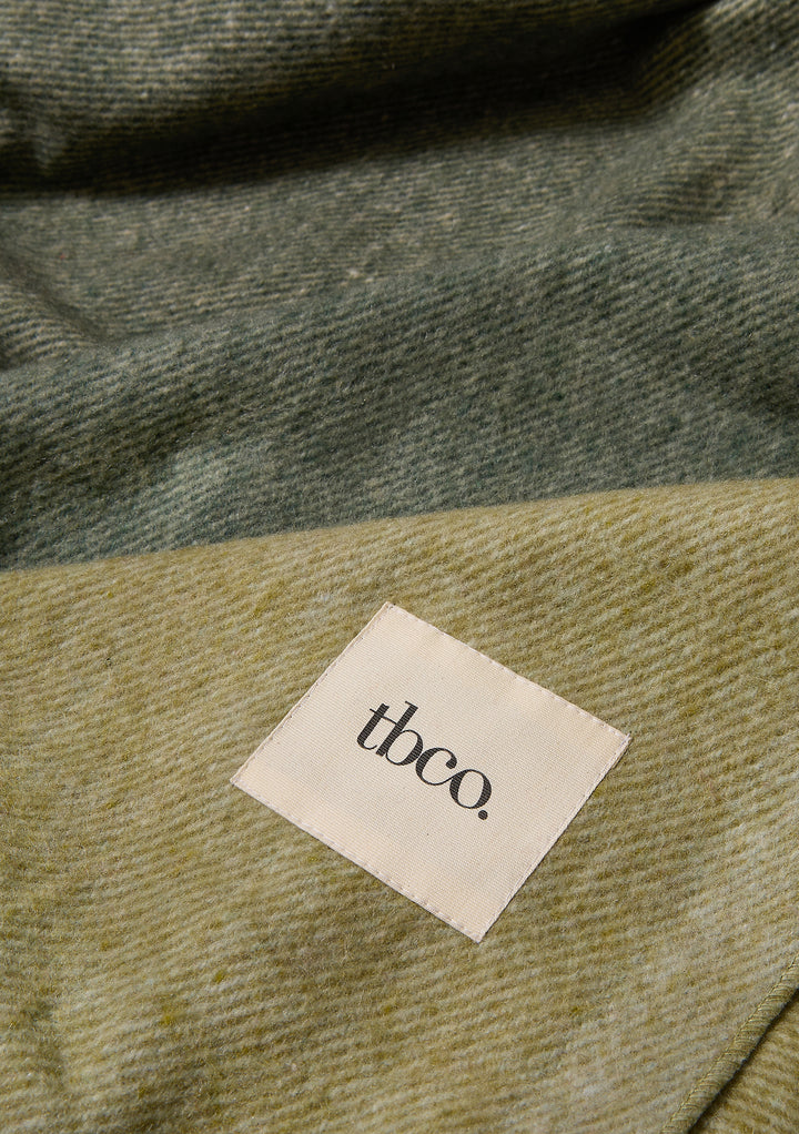 Recycled Wool Blanket in Olive Block