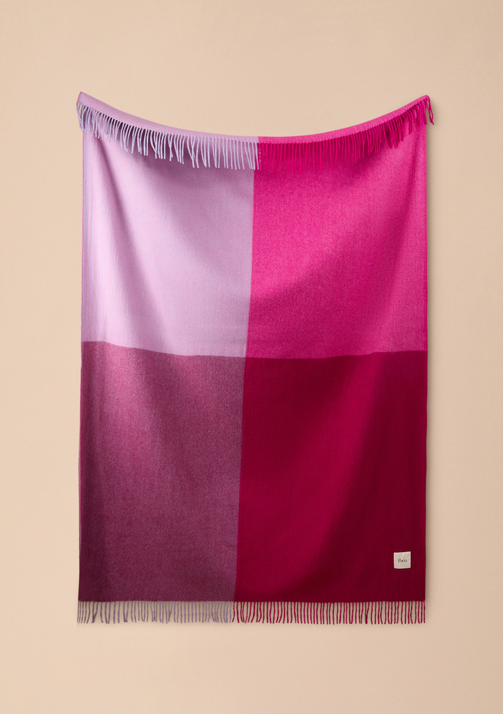Recycled Wool Blanket in Burgundy Block