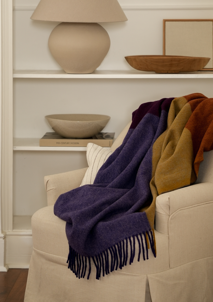 Recycled Wool Blanket in Rust Block