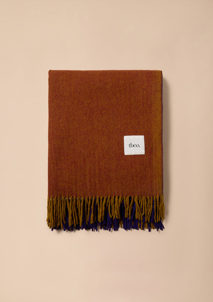 Recycled Wool Blanket in Rust Block