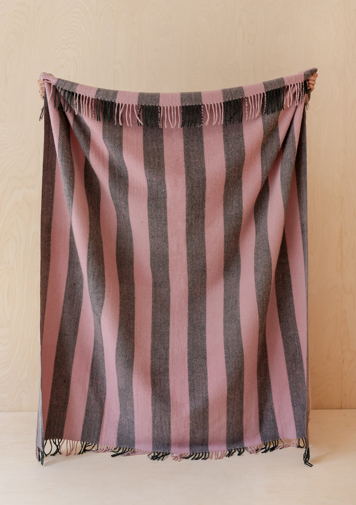 Recycled Wool Blanket in Pink Diamond Stripe