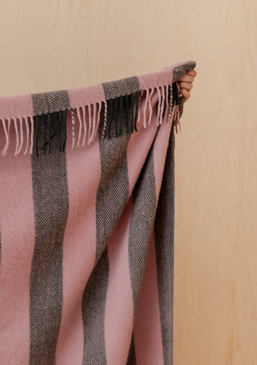 Recycled Wool Blanket in Pink Diamond Stripe