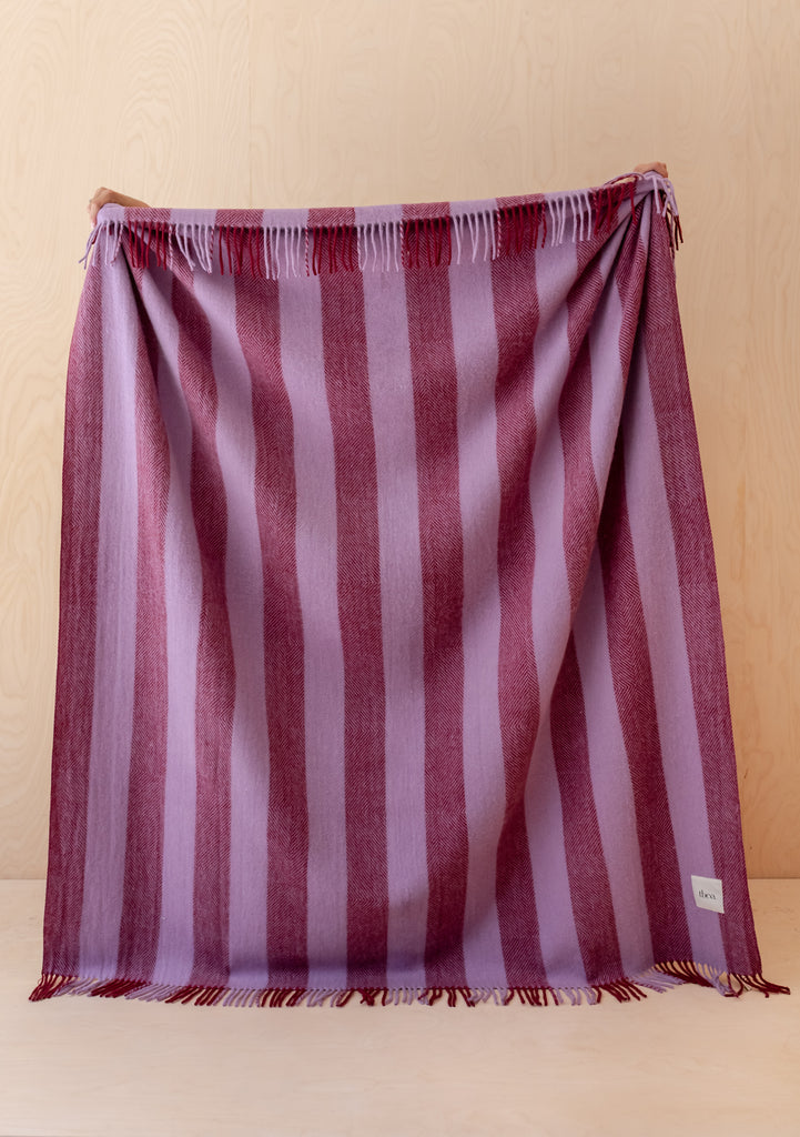 Recycled Wool Blanket in Lilac Diamond Stripe