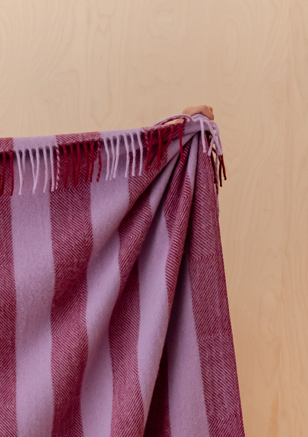 Recycled Wool Blanket in Lilac Diamond Stripe