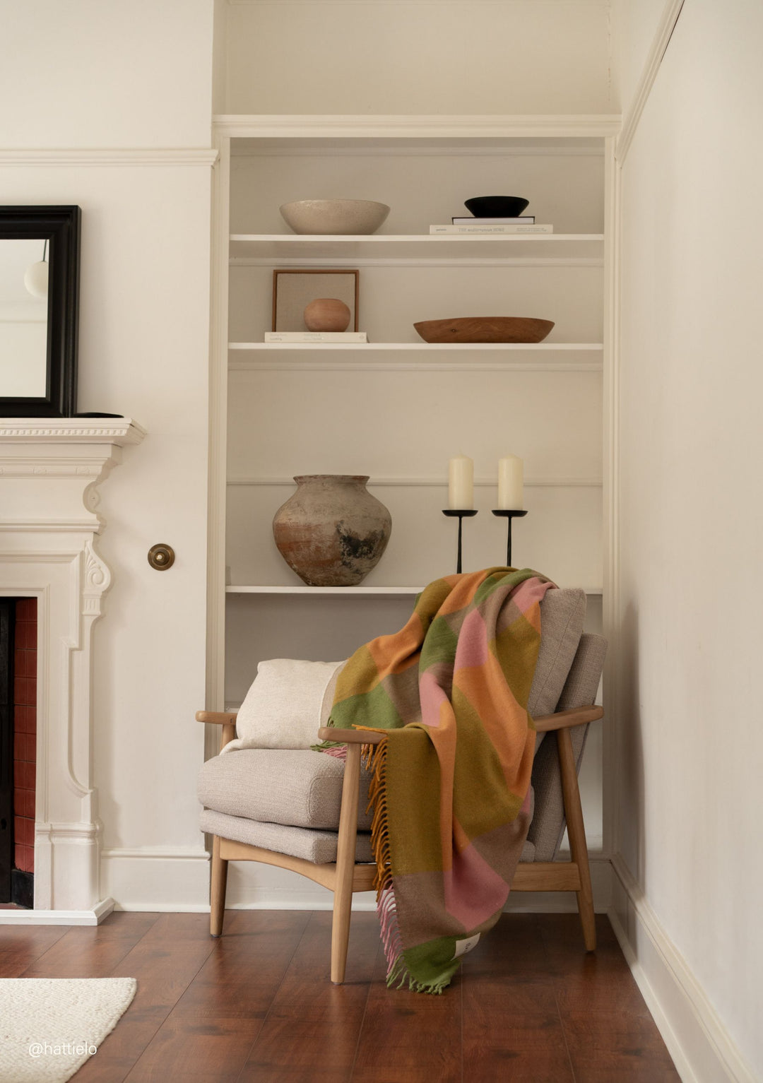 Recycled Wool Blanket in Green Bold Check