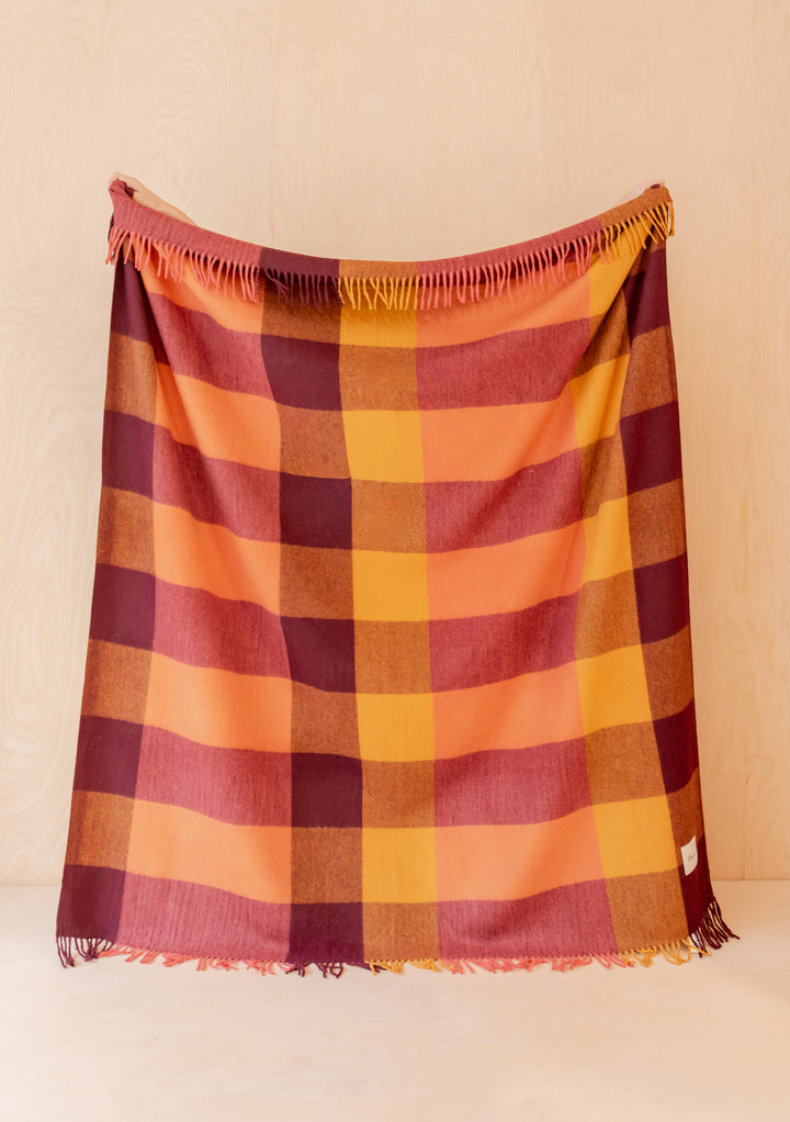 Recycled Wool Blanket in Ochre Bold Check
