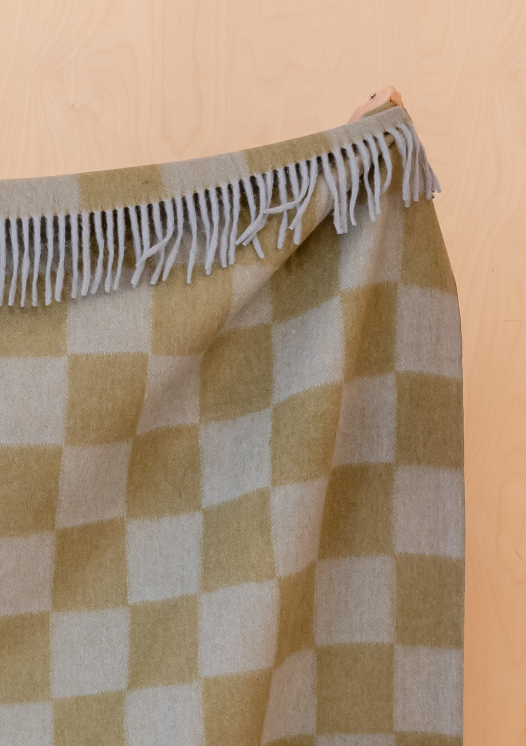 Recycled Wool Blanket in Blue & Green Checkerboard