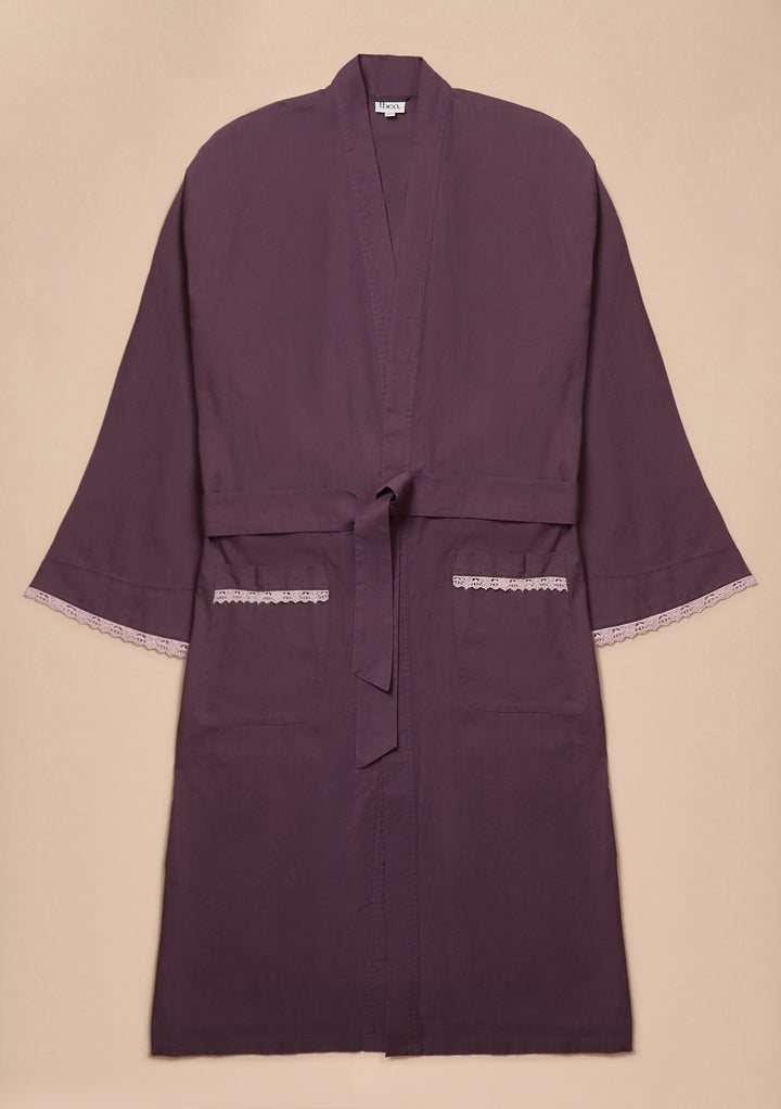 Baumwoll- & Leinenrobe mit Feigen-Besatz