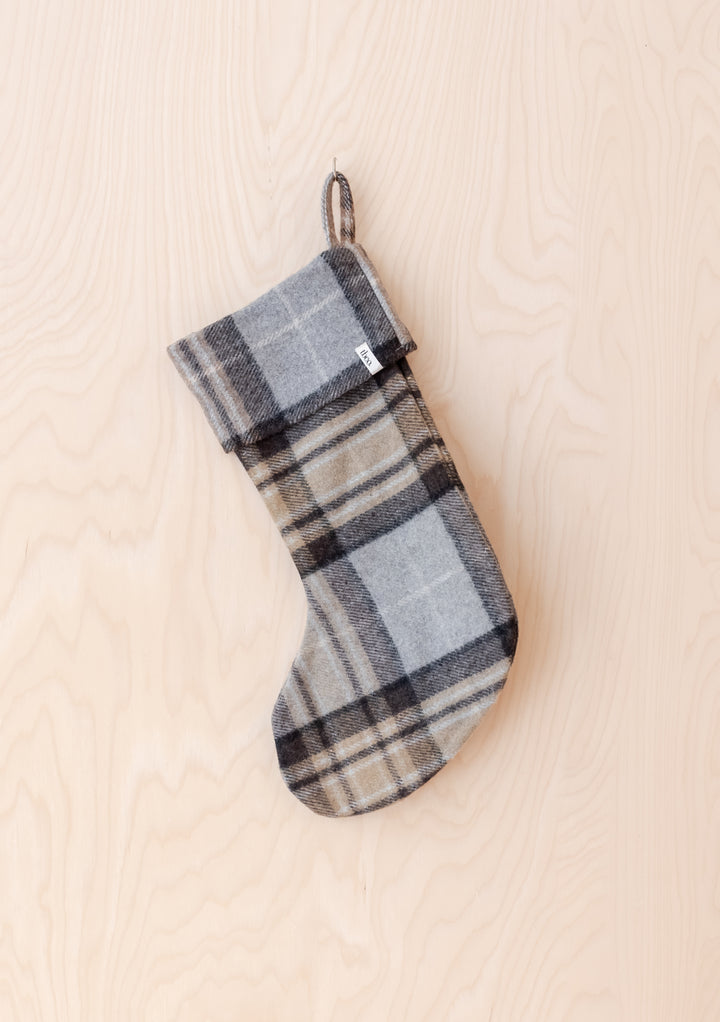 Bas de Noël en laine recyclée en tartan Mackellar