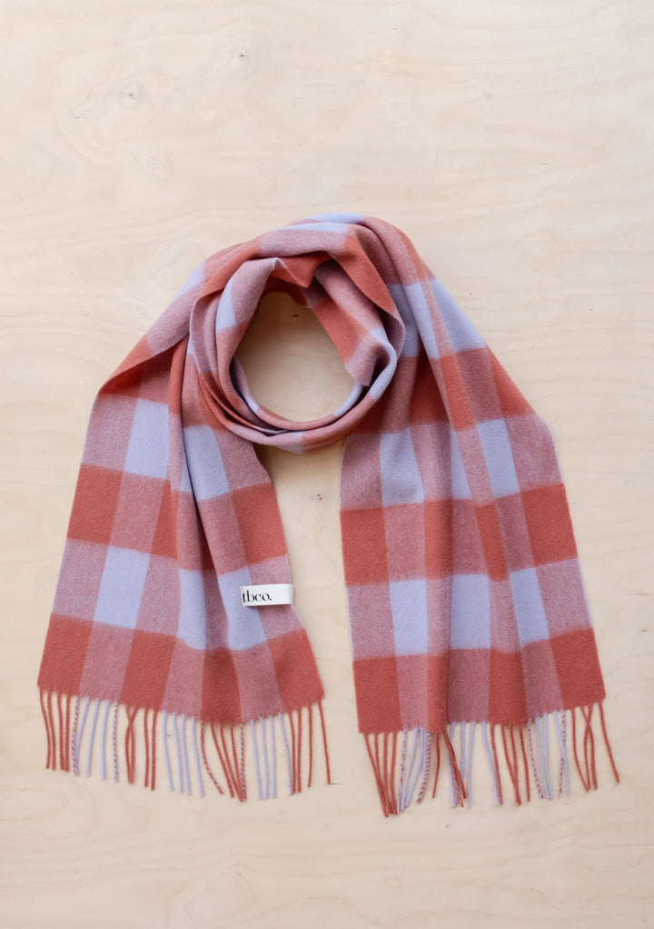 Écharpe en laine d'agneau en vichy lilas 