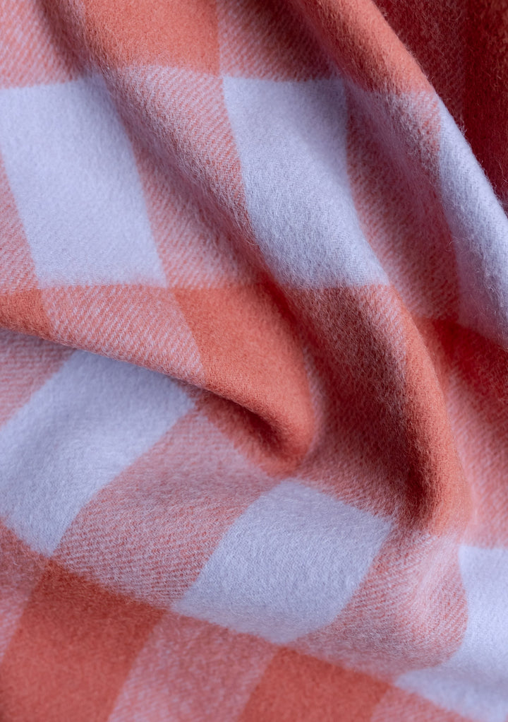 Écharpe en laine d'agneau en vichy lilas 