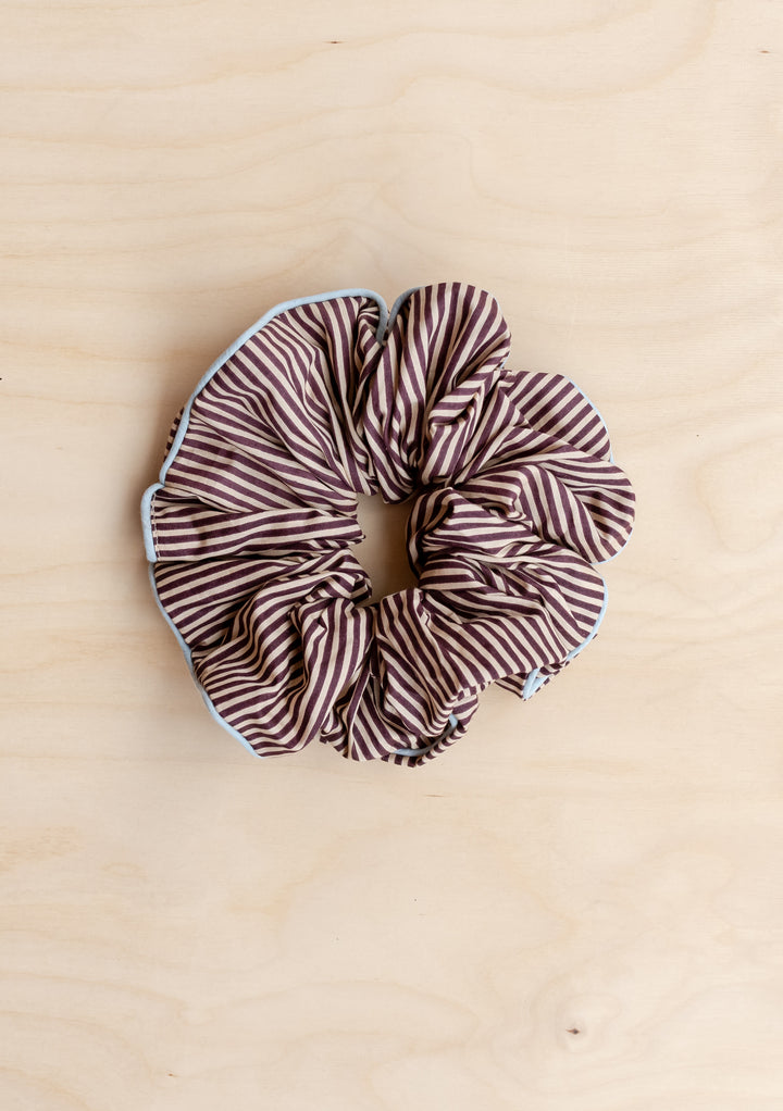 Cotton Oversized Scrunchie in Camel Stripe