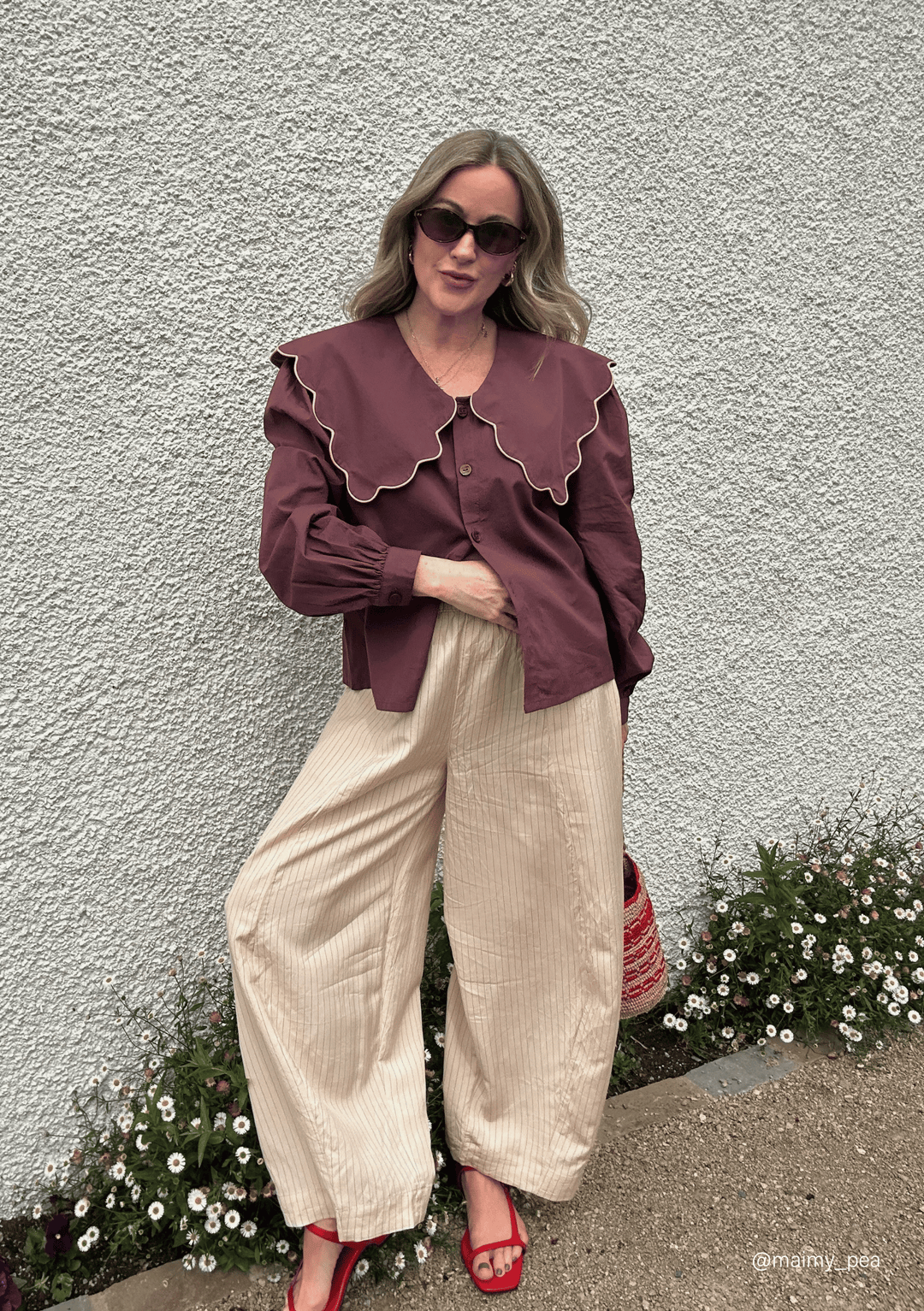 Cotton Shirt in Brown Scallop