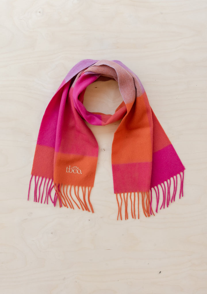Lambswool Kids Scarf in Pink Grid Check