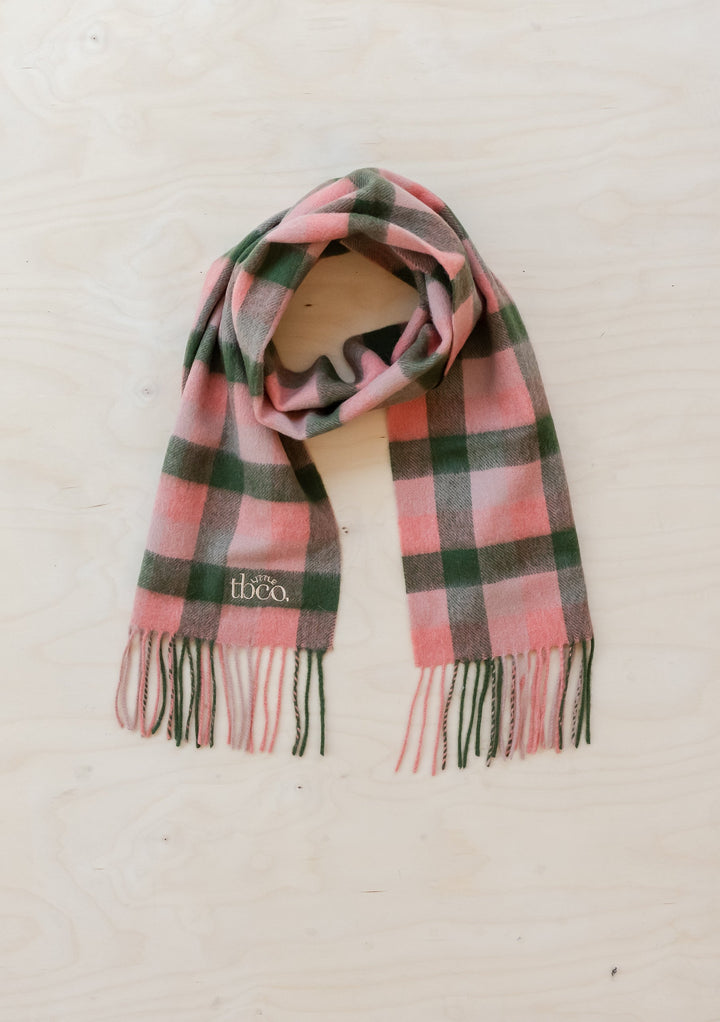 Lambswool Kids Scarf in Pink Multi Gingham
