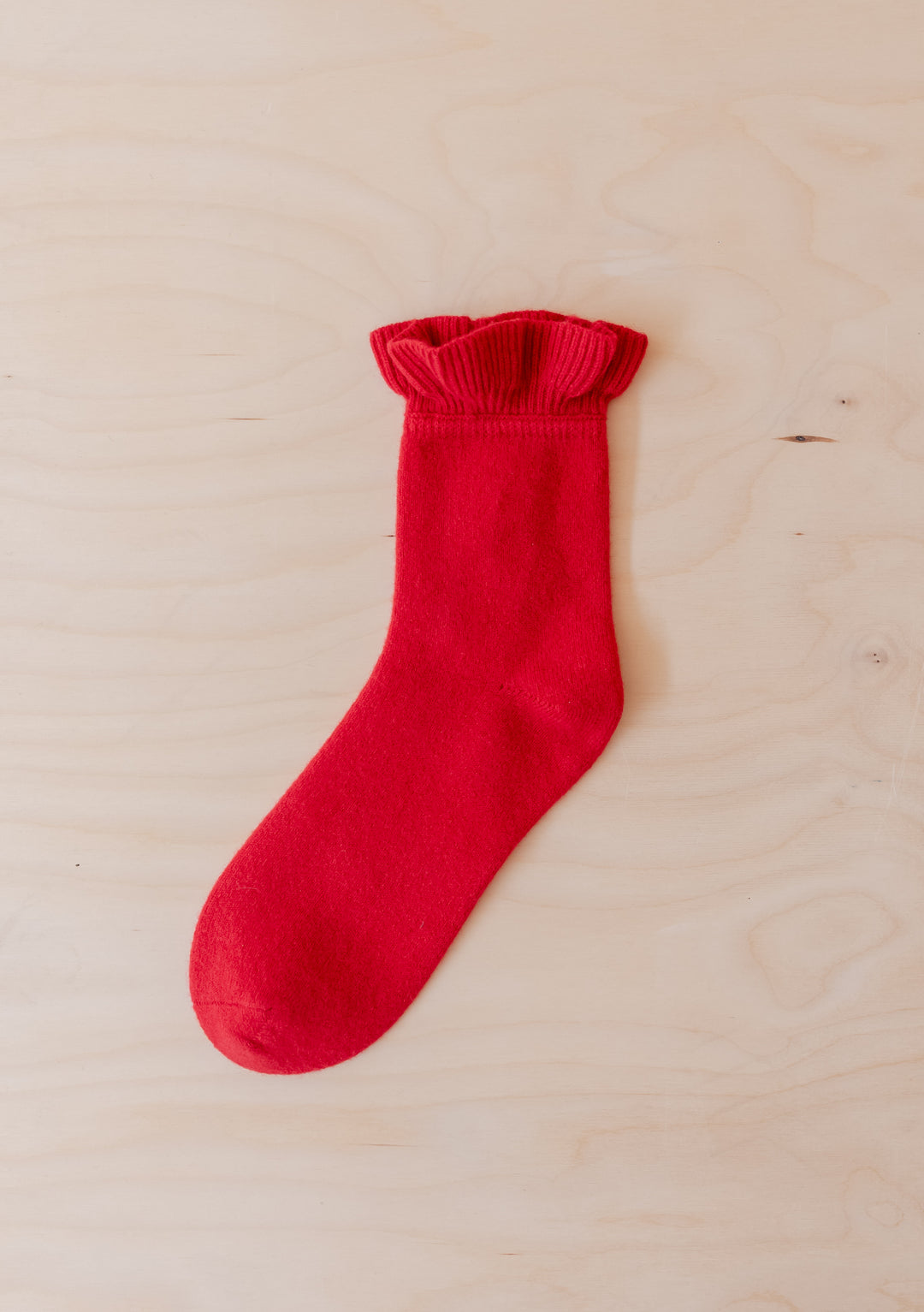Merino Wool Socks in Red Frilly