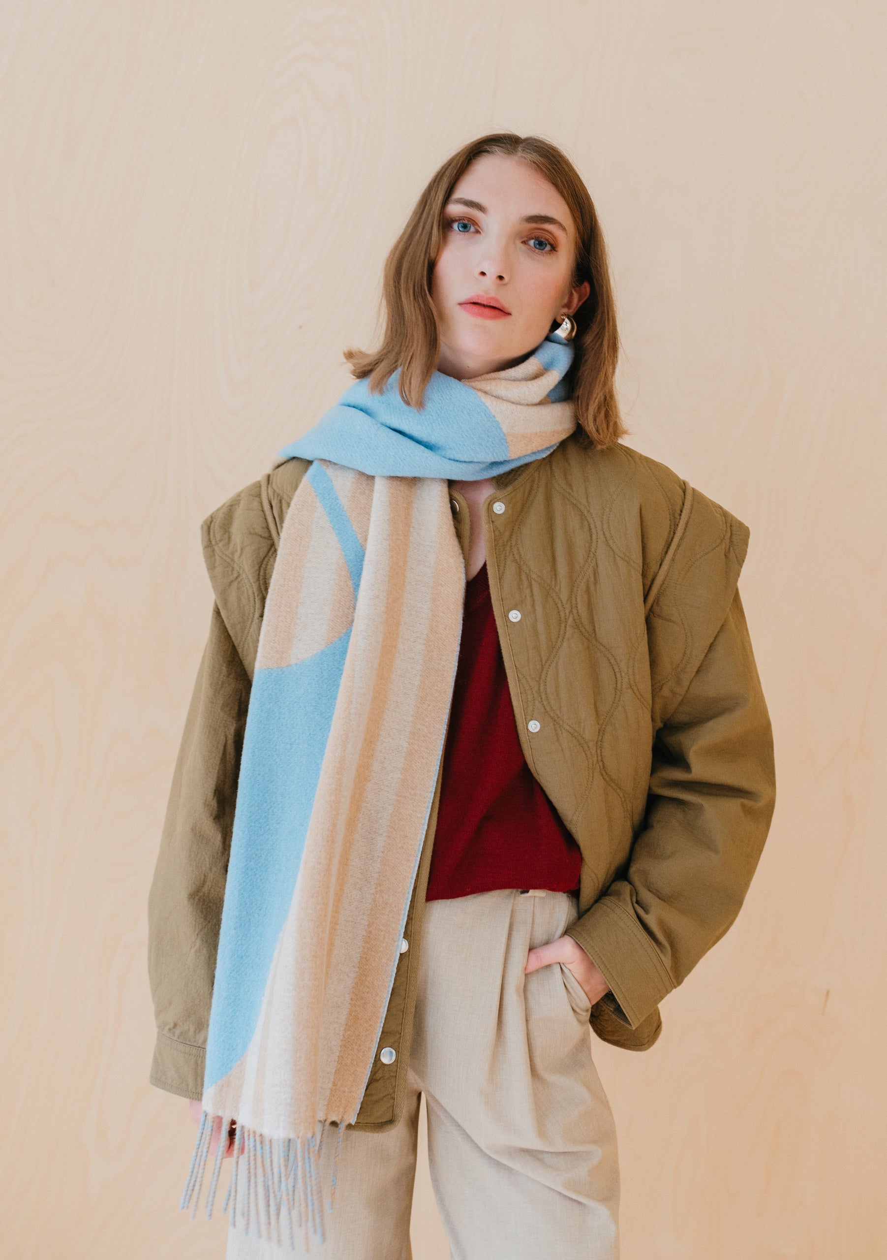 Lambswool Oversized Scarf in Flora Stripe Jacquard – TBCo